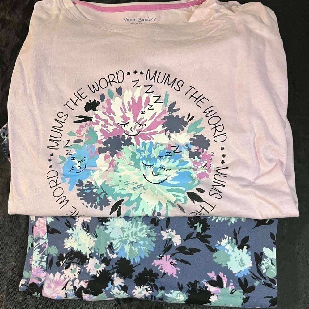 Vera Bradley Women's Long Sleeve Chrysanthemum Crush Pajamas, Size Medium
